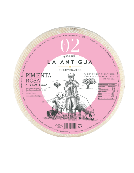 Queso de oveja tierno sin lactosa con pimienta rosa